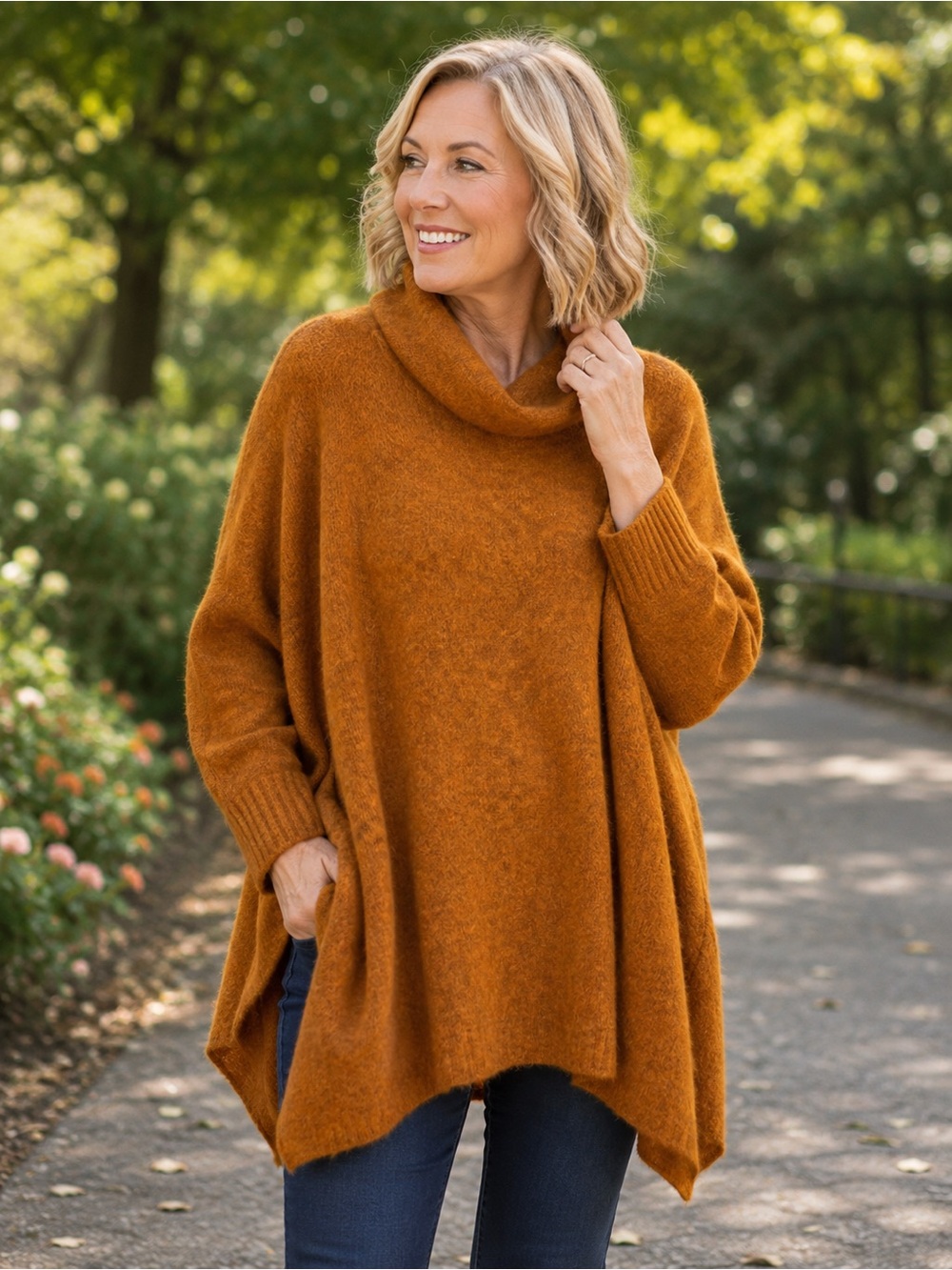 Rabens Saloner Magda Superkid Mohair & Merino Wool Sweater in Burnt Orange S/M